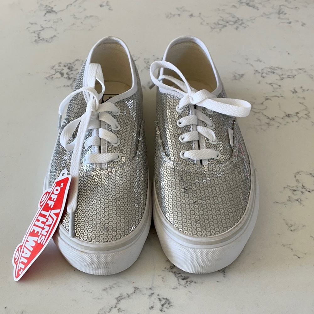 Vans Micro Silver Sequin Skate Vans - Picture 3 of 12